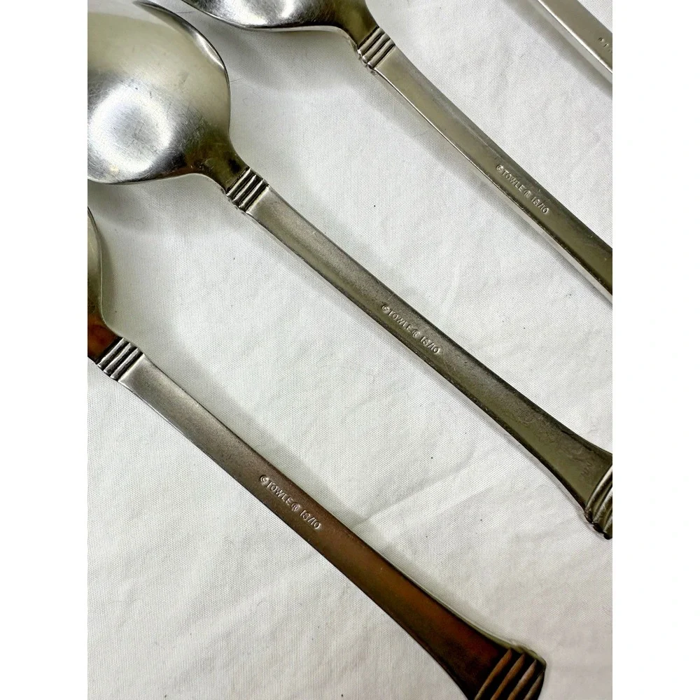 Towle Beaded Classic Stainless Flatware Dinner Fork Spoons  4 Pc Set